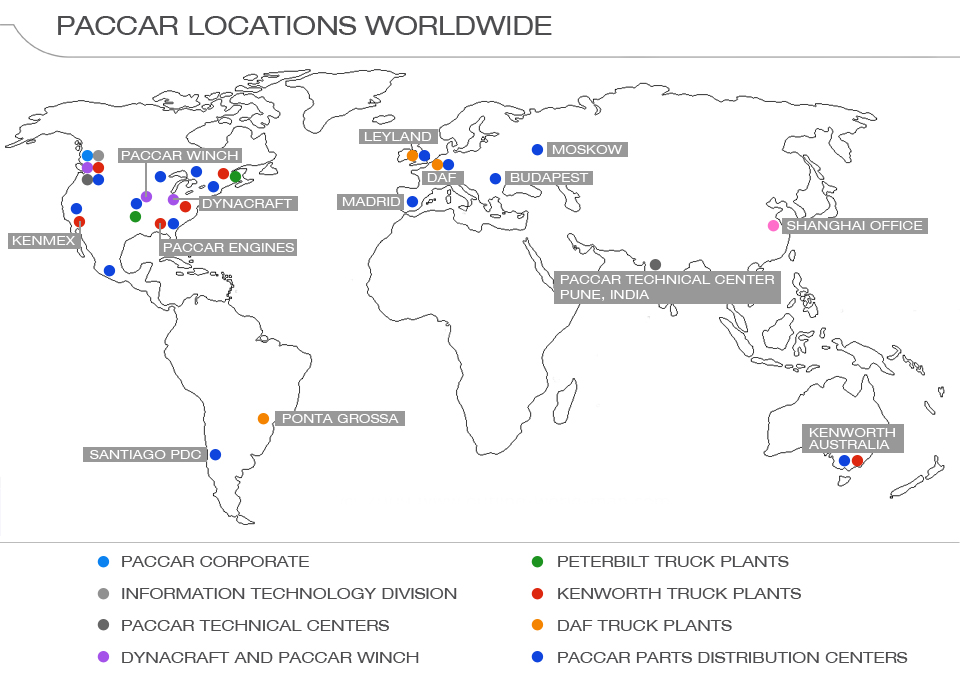 PACCAR Worldwide Map