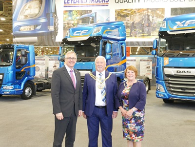 Peter Jukes with the Mayor and Mayoress and the Award Winning DAF Product Range